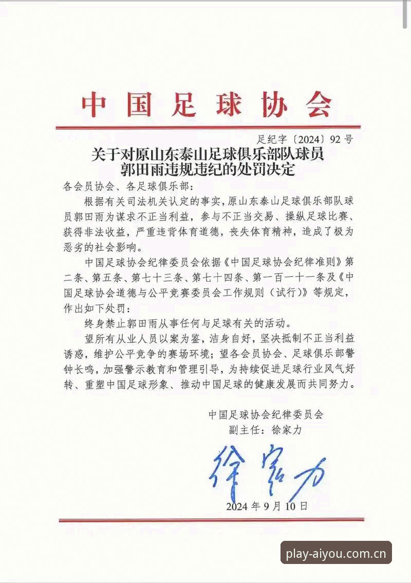 爱游戏官方正版必备 足协第三批禁足名单详解:17人终身禁足,48人遭重罚